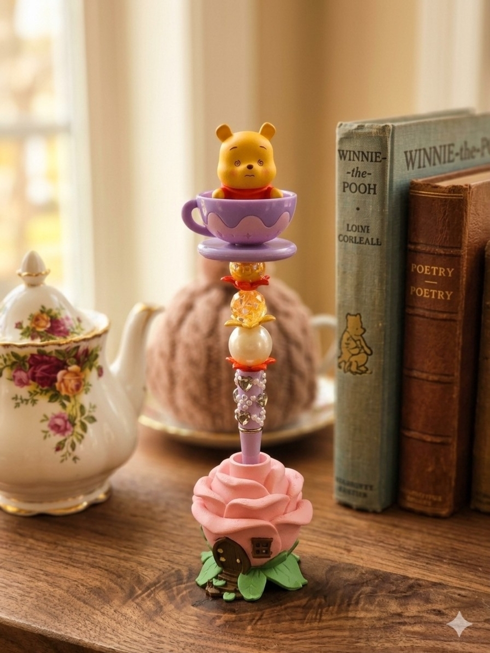 Winnie-the-Pooh Pink & Purple Decorative Teacup In Beadable Pen